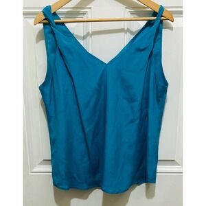 Banana Republic Silk V Neck Sleeveless Tank Top Teal Women's Size 12